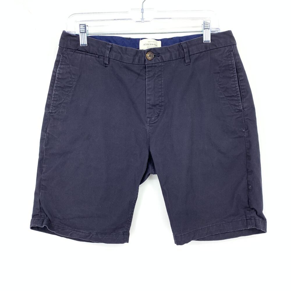 Scotch & Soda Chino Shorts Mens Size 30 Navy Blue Casual 9" Inseam